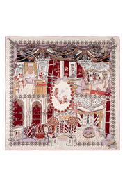 Beyaz Kahve Linda Kaşmir Desenli Kare Eşarp 140x140  cm