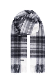 Siyah Rose Saf Kaşmir Kareli Şal 70x200 cm