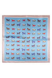 Açık Mavi Bej Laila Saf İpek Kare Eşarp 50x50 cm