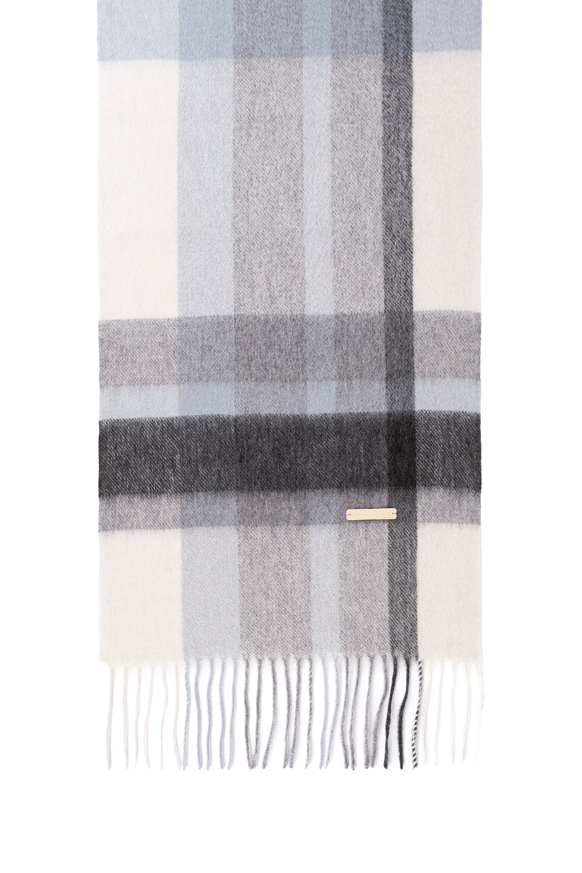 Açık Mavi Patrick Saf Kaşmir Kareli Atkı 30x164 cm