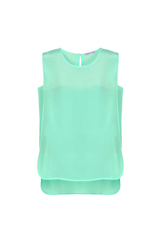 Mint Toscana Saf İpek Yuvarlak Yaka Rahat Kesim Bluz