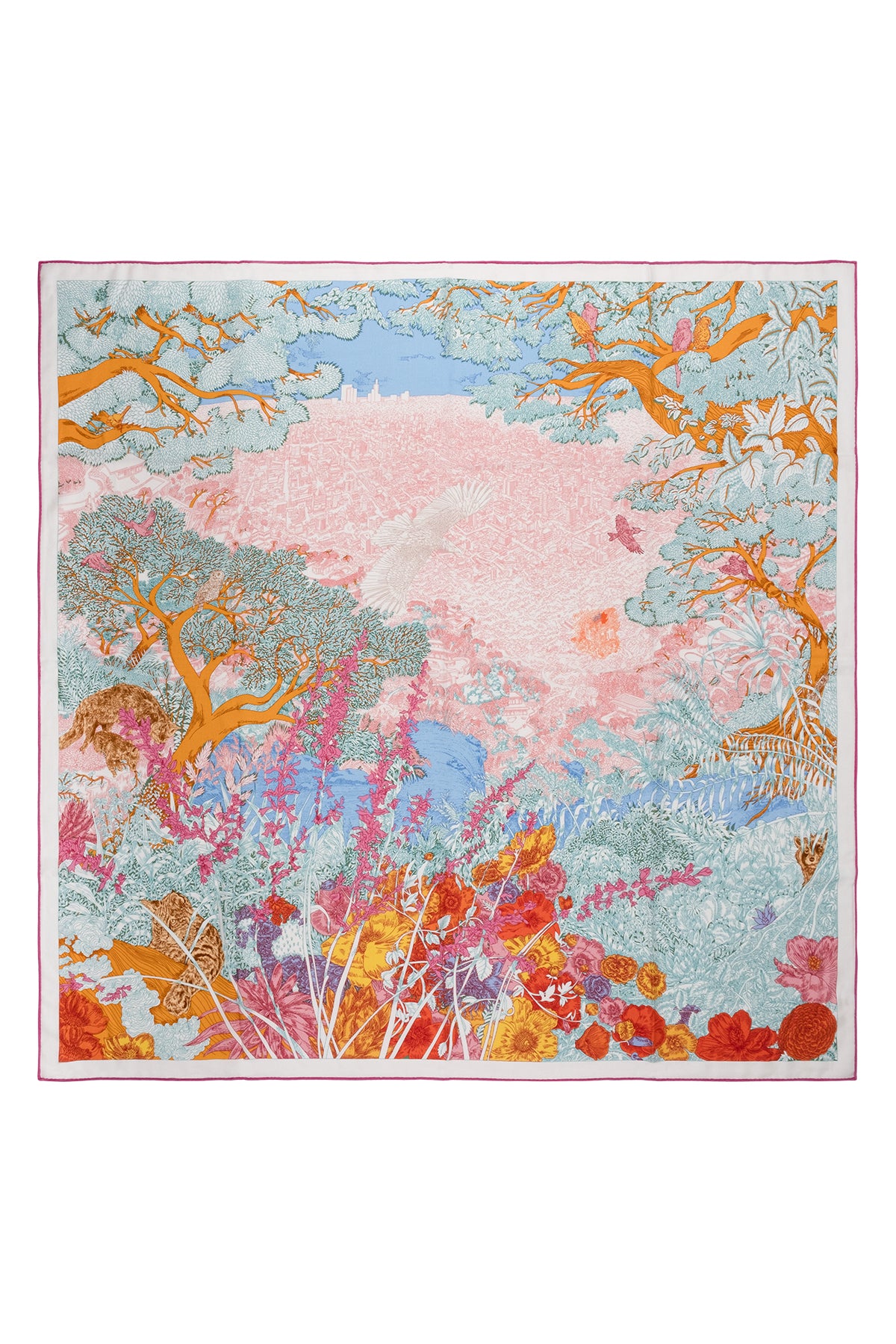 Turkuaz Linda Kaşmir Desenli Kare Eşarp 140x140 cm