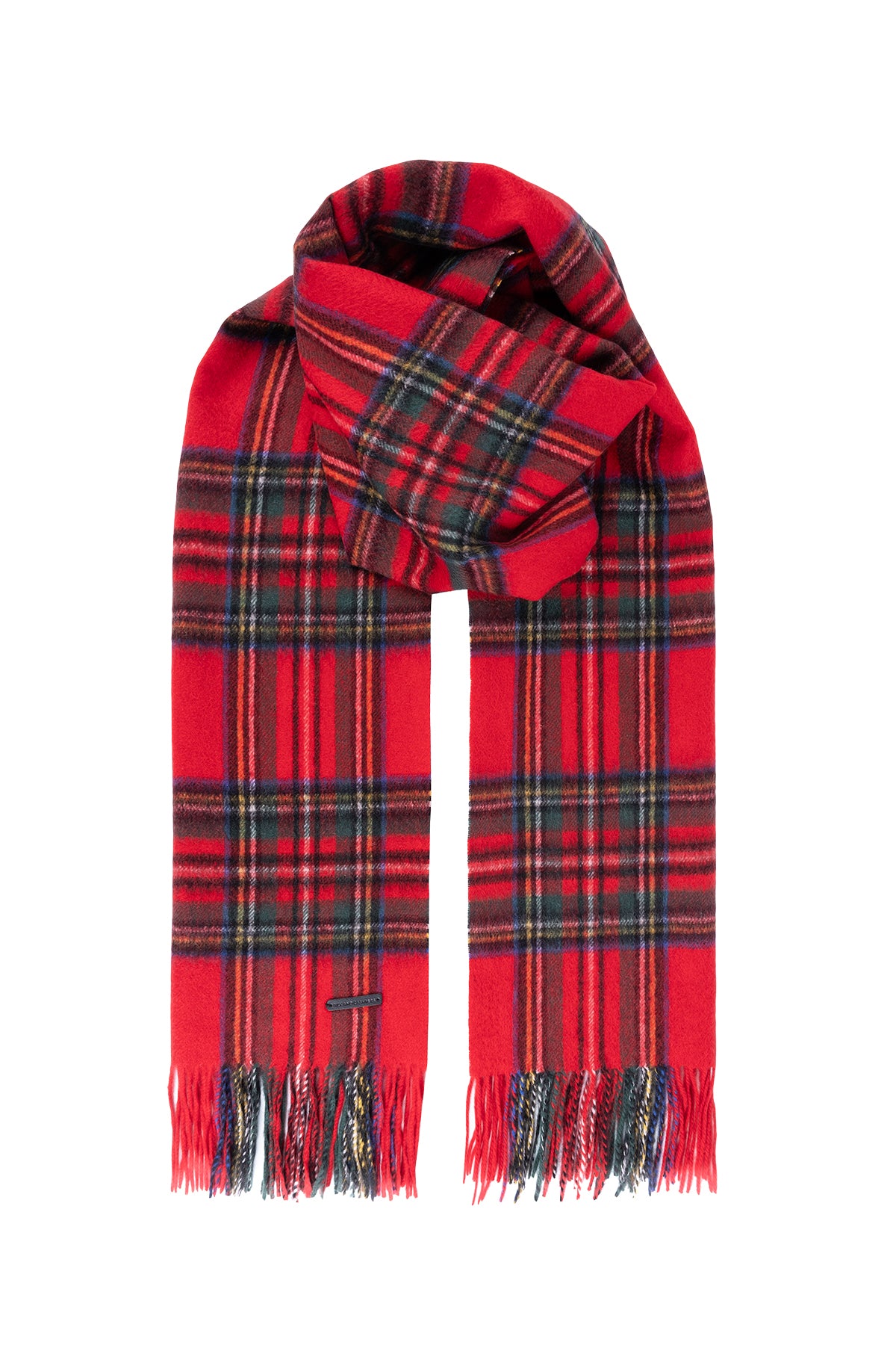 Kırmızı Rose Kaşmir Kareli Şal 79cm x194cm+9cm x 2cm