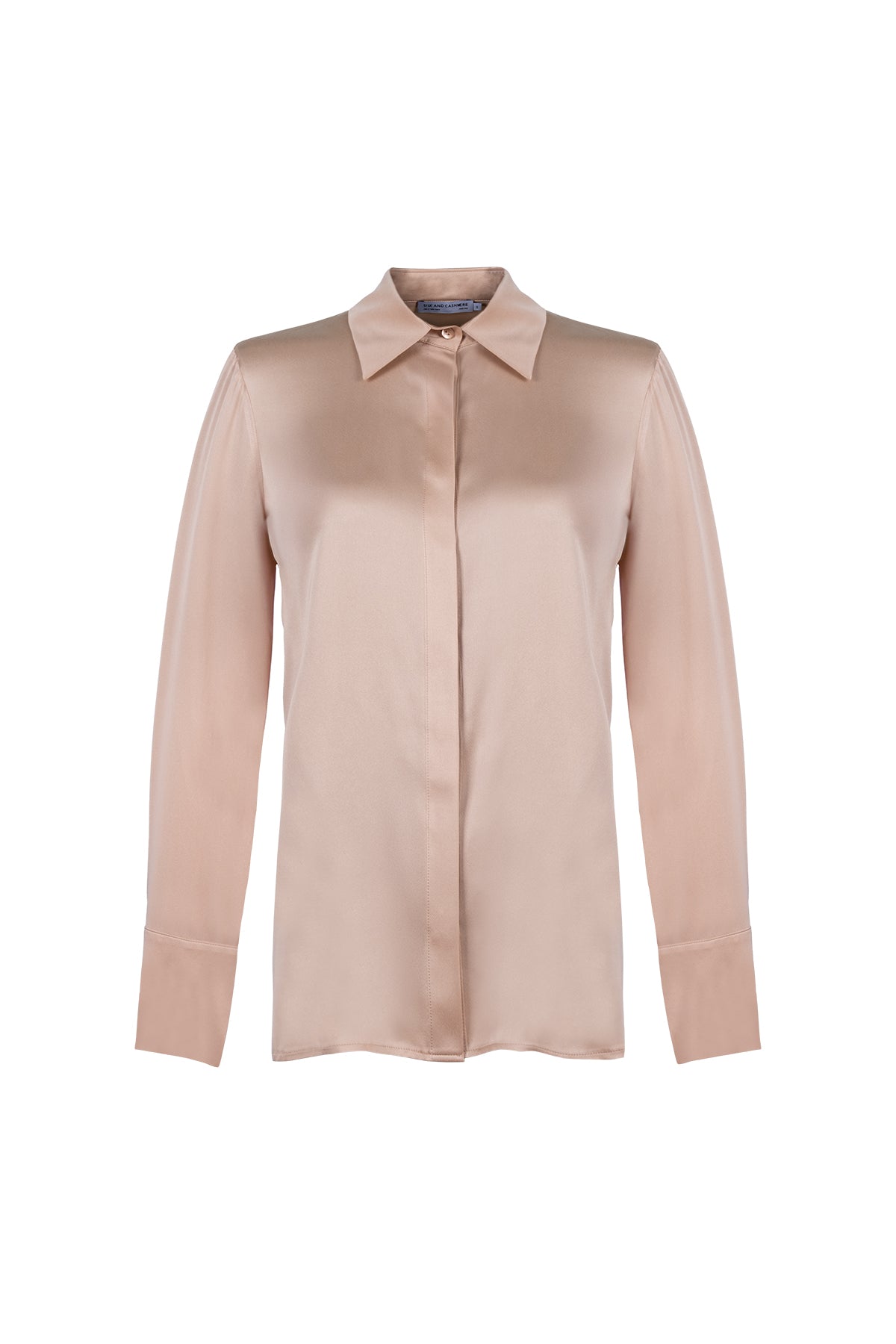 Altın Saf İpek Audrey Uzun Kollu Gömlek