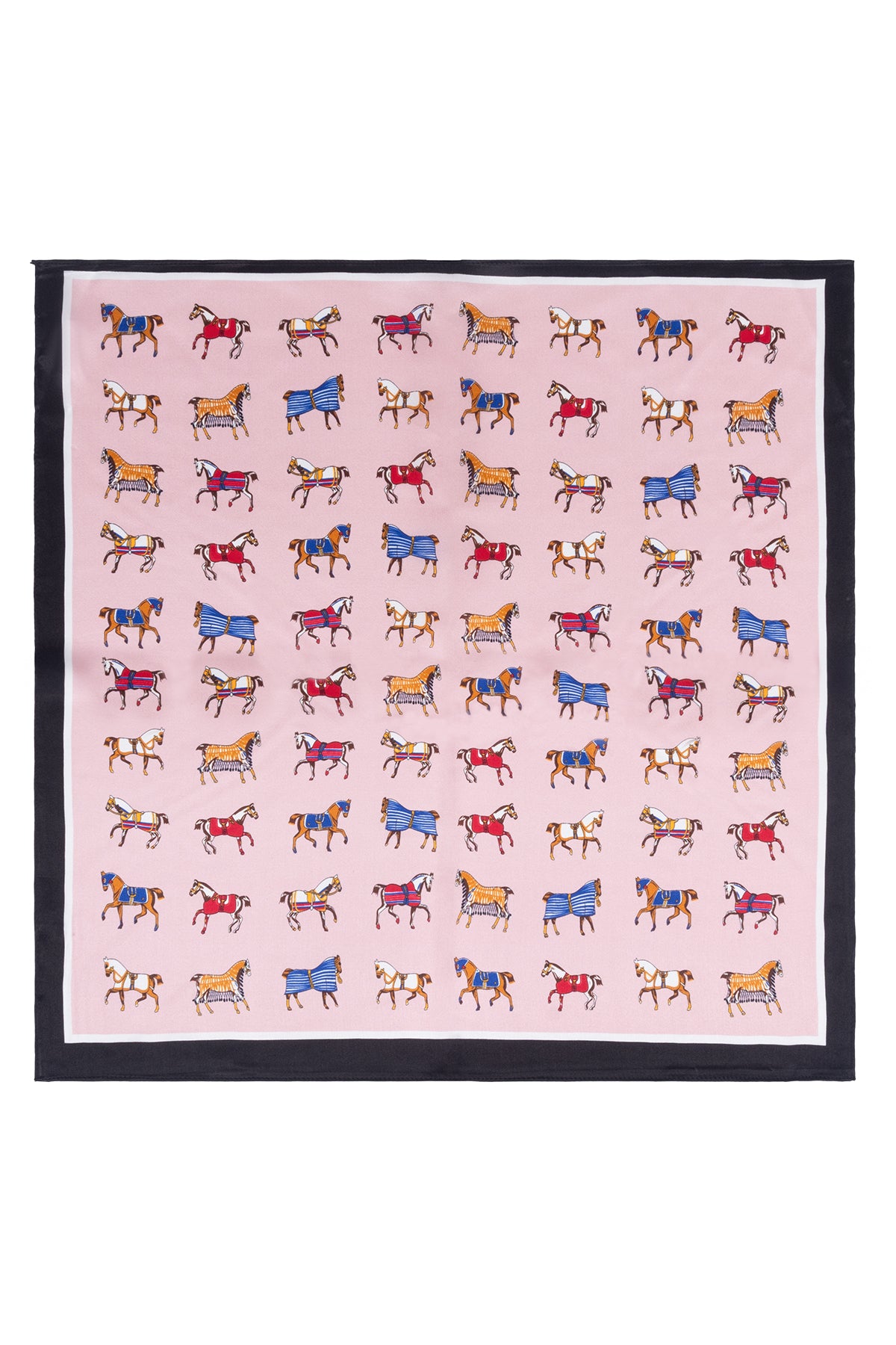 Siyah Pembe Laila Saf İpek Kare Eşarp 50x50 cm