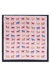 Siyah Pembe Laila Saf İpek Kare Eşarp 50x50 cm