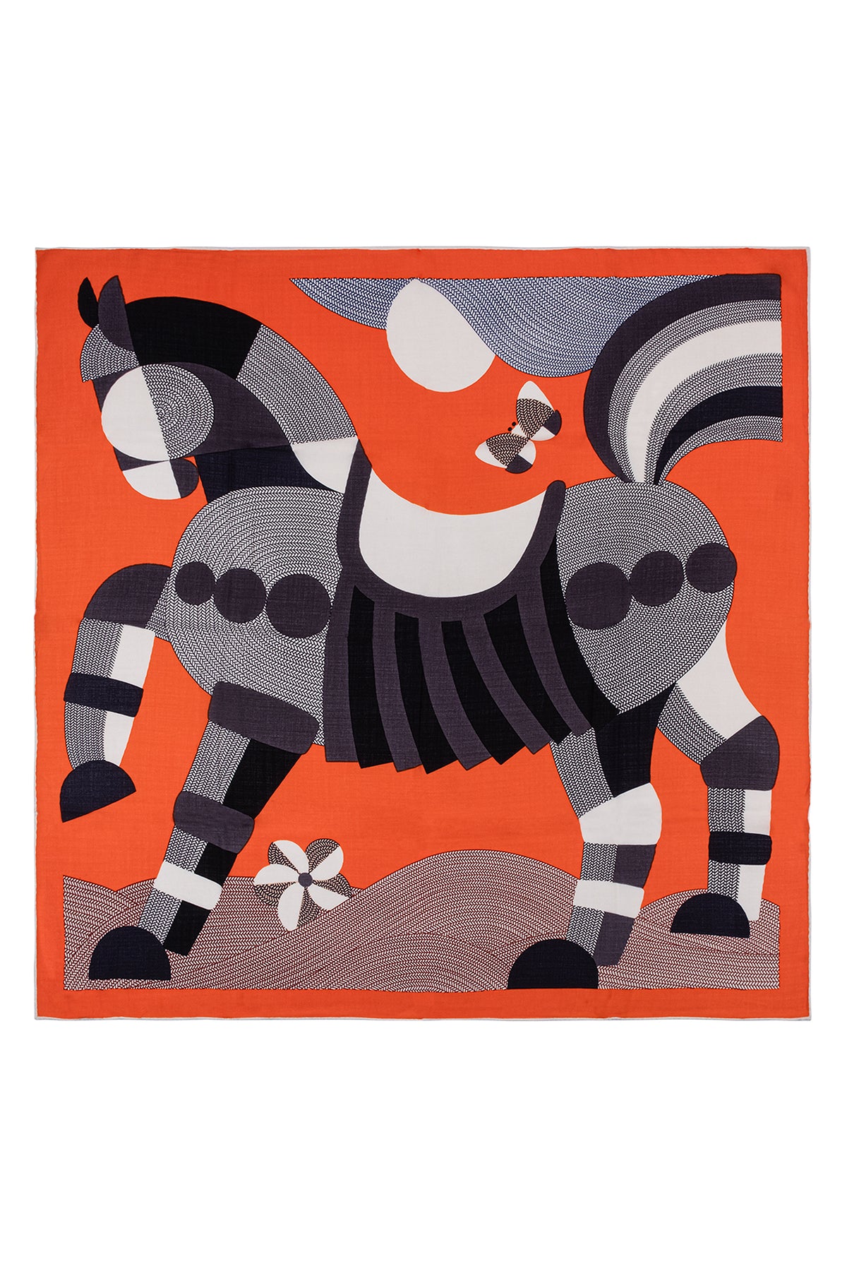 Camel Beyaz Linda Kaşmir Desenli Kare Eşarp 140x140 cm