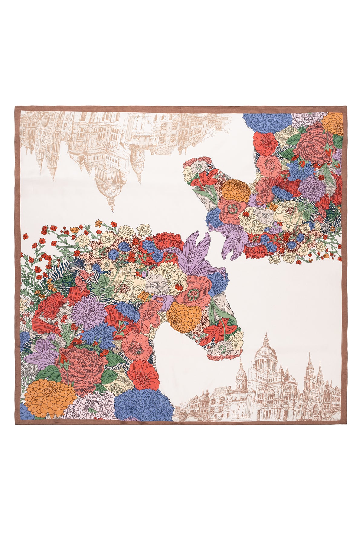 Renkli Lara İpek Desenli Kare Eşarp 90x90