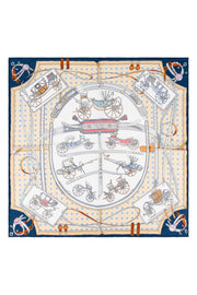 Sarı Lacivert Lea Kaşmir Desenli Kare Eşarp 70x70 cm