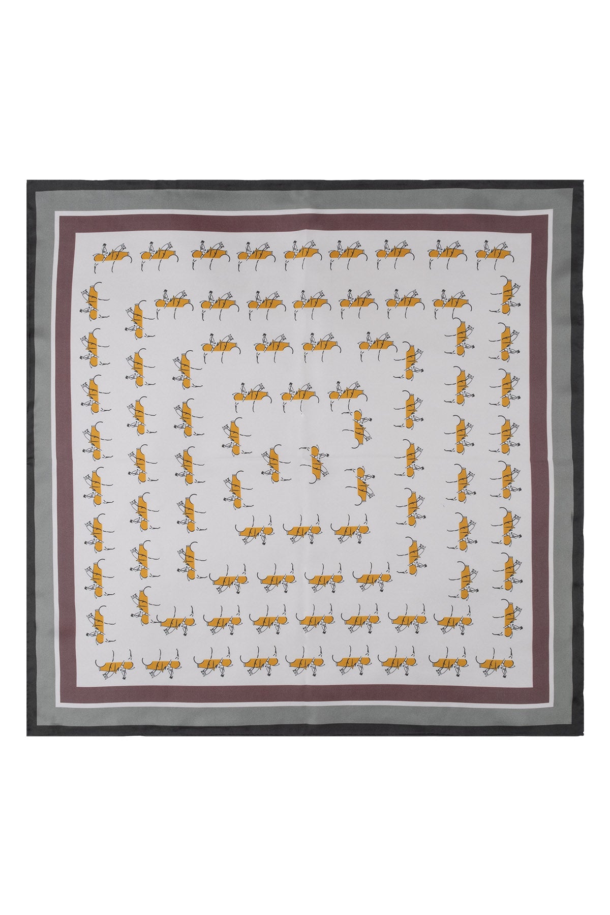 Beyaz Lena Saf İpek Roma Çift Taraflı Eşarp 70x70