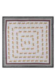 Beyaz Lena Saf İpek Roma Çift Taraflı Eşarp 70x70