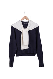 Beyaz Lilly Saf Kaşmir Kazak Atkı