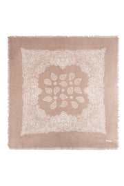 Bej Jas  Desenli Kare Şal 70x70 cm