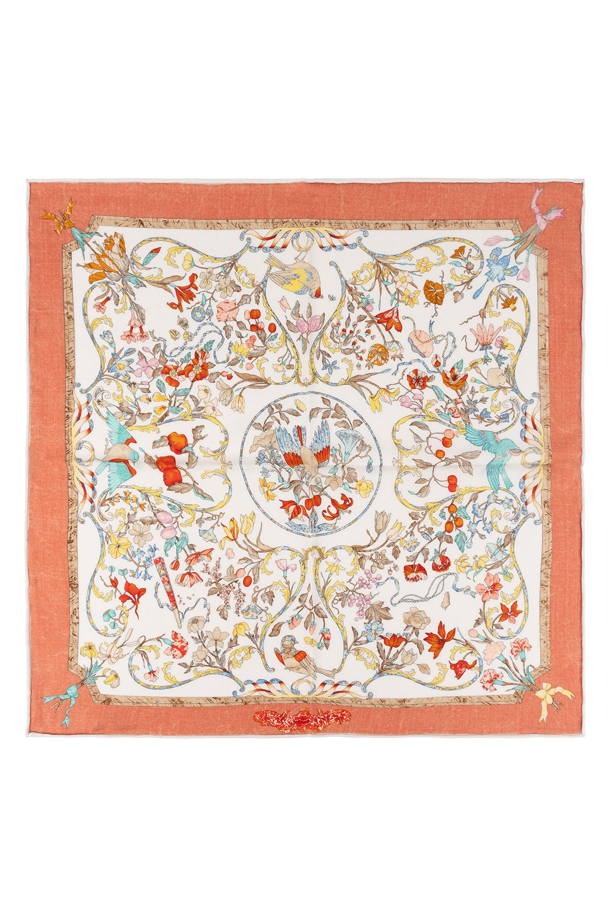 Kiremit Lea Kaşmir Desenli Kare Eşarp 70x70 cm