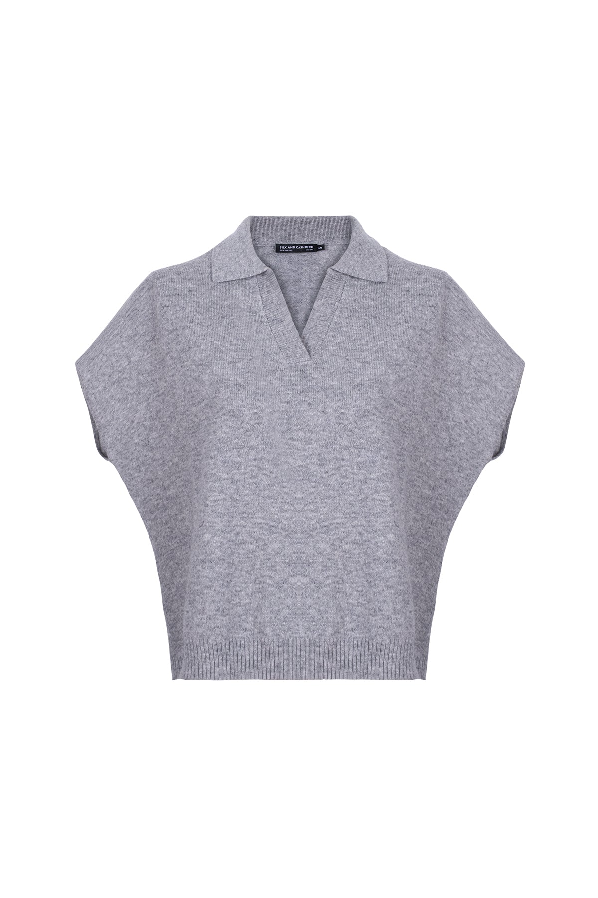 Açık Gri Vanessa Saf Kaşmir Kısa Kollu Polo