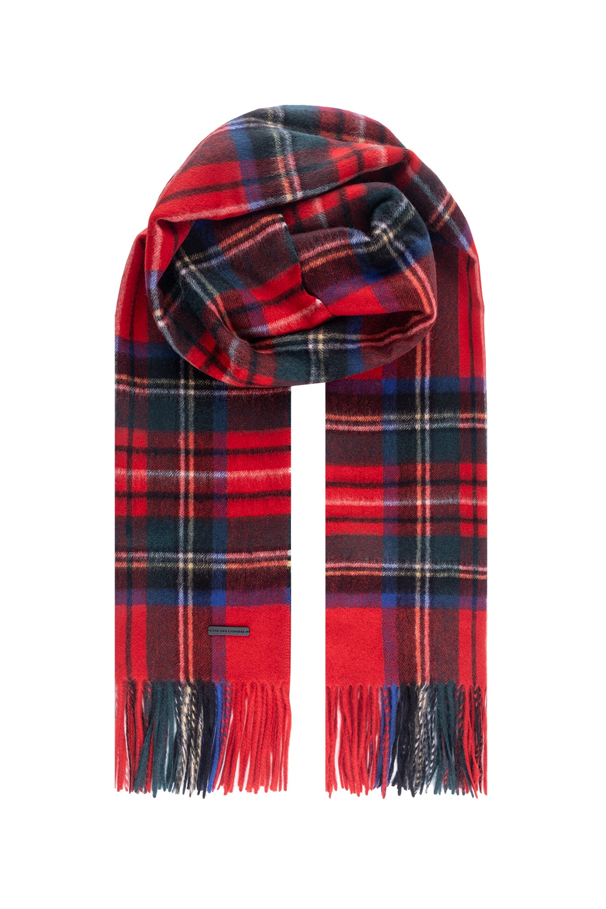 Kırmızı Rose Saf Kaşmir Kareli Şal 70x200 cm