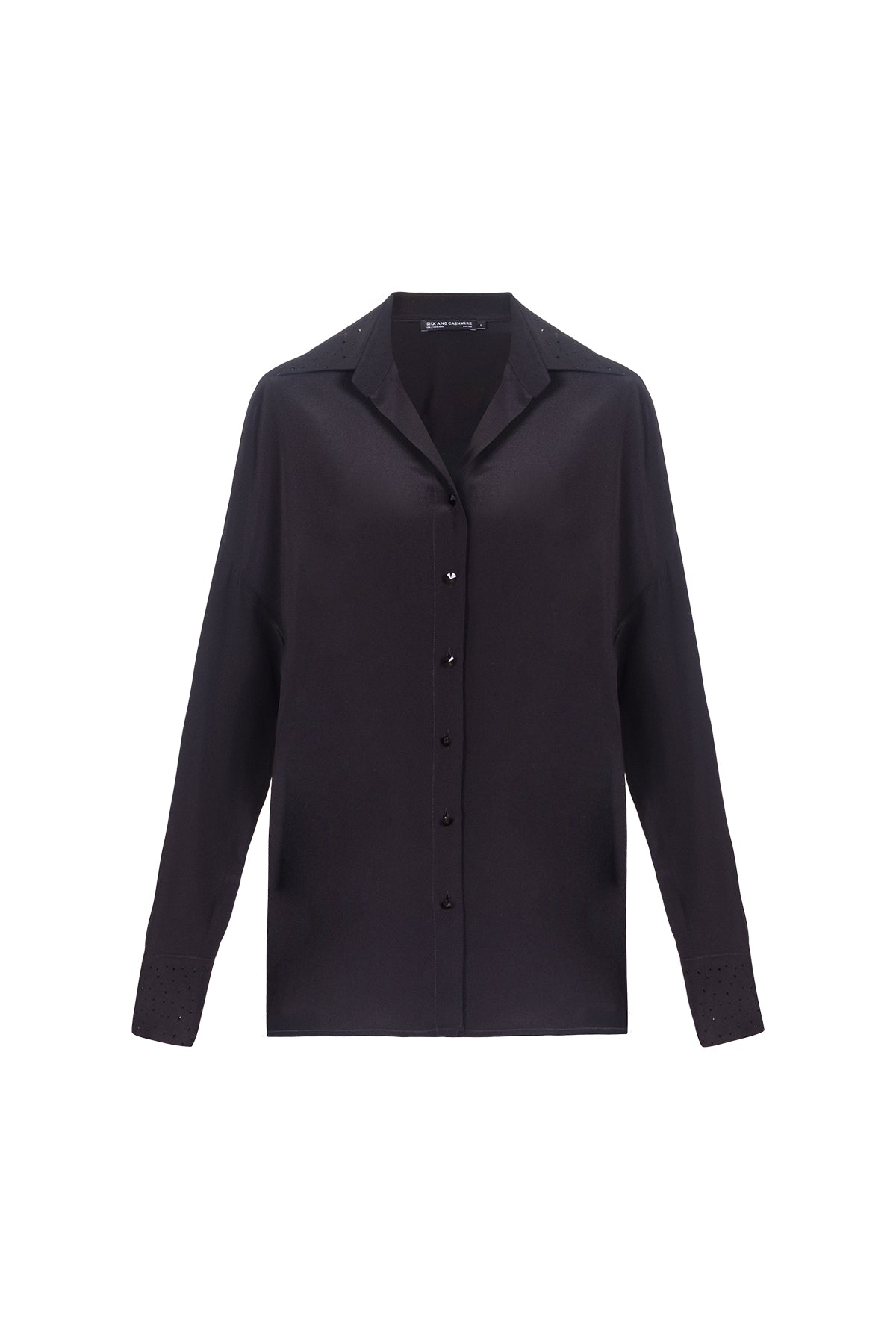 Siyah Astrid Saf İpek Gömlek