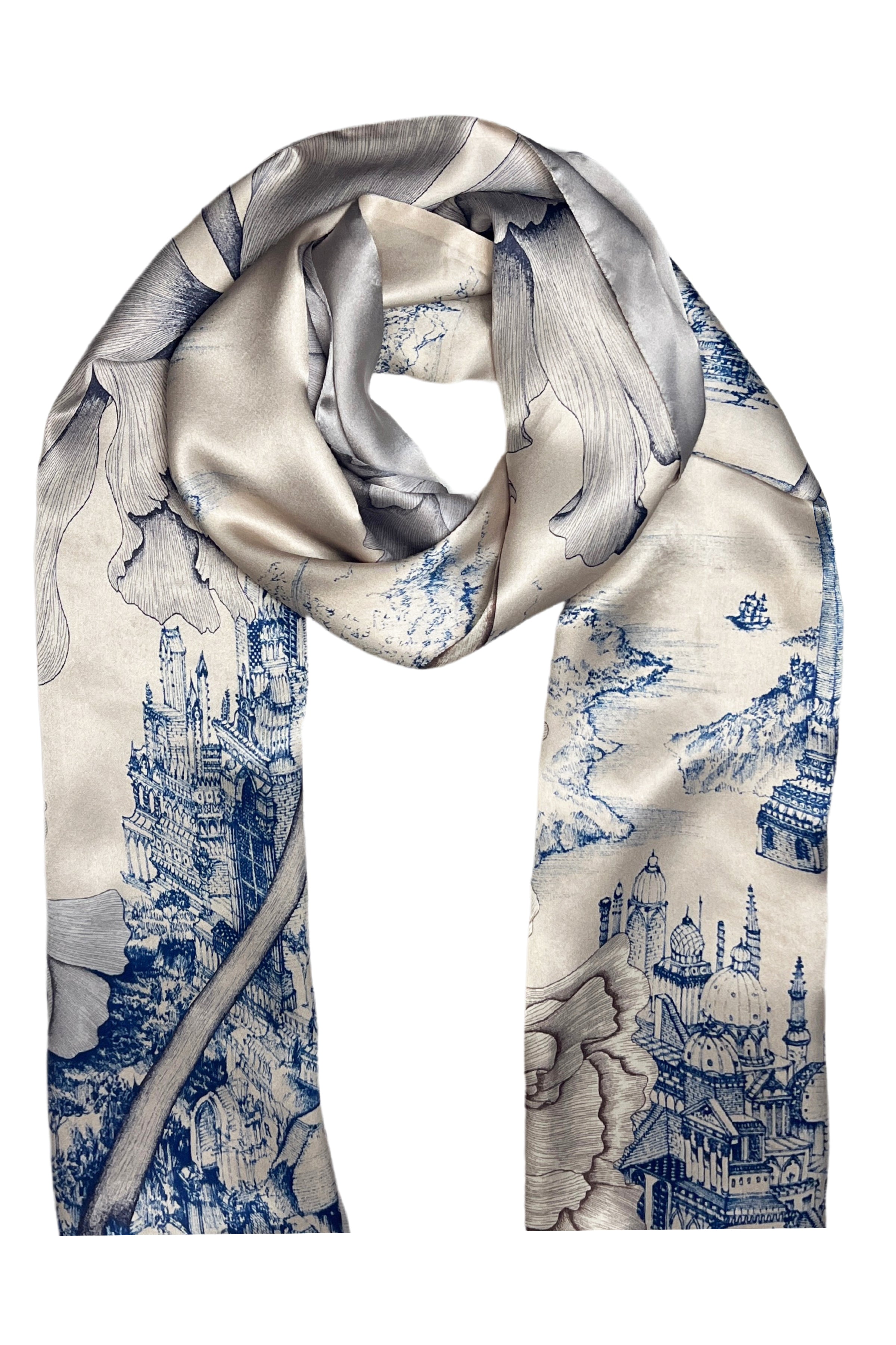 Vizon Roma Saf İpek Düğmeli Şal 53x170 cm