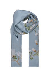 Açık Mavi Oblong Pure Silk Printed Scarf 55*170 24SMWL-105