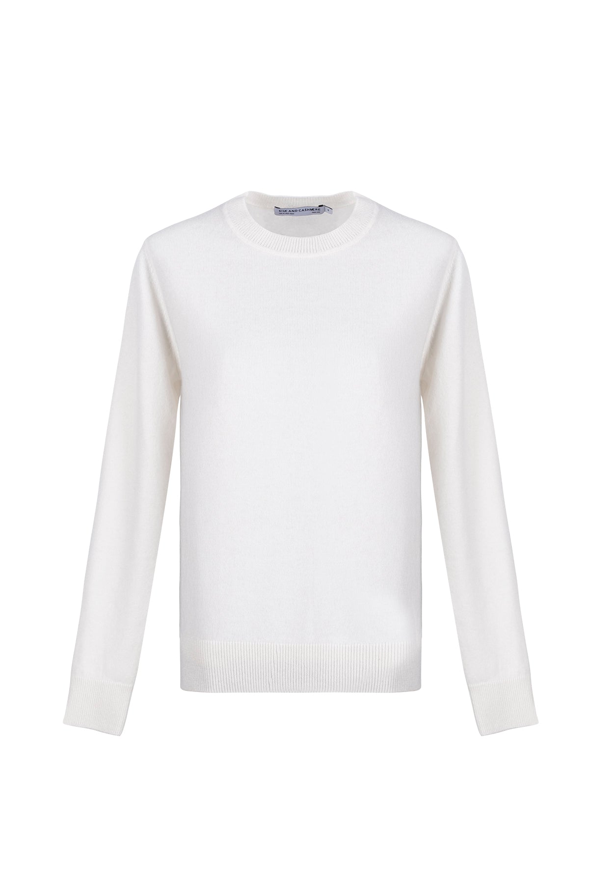 Ekru Agata Saf Kaşmir Bisiklet Yaka Kazak