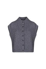 Gri Elena Saf Kaşmir Yuvarlak Yaka Yelek
