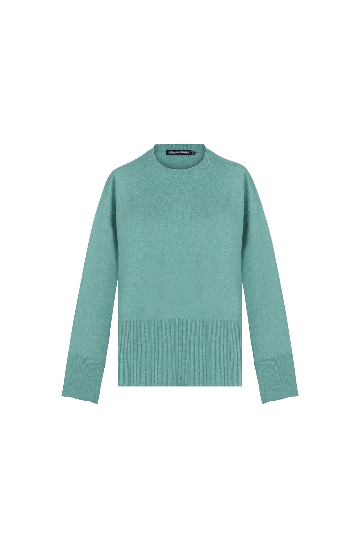 Nil Yeşili Maggie Saf Kaşmir Yuvarlak Yaka Kazak