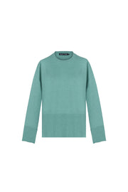 Nil Yeşili Maggie Saf Kaşmir Yuvarlak Yaka Kazak