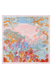 Fuşya Lila Linda Kaşmir Desenli Kare Eşarp 140x140 cm