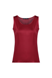 Şarap Marina İpekli Yuvarlak Yaka Kolsuz T-Shirt