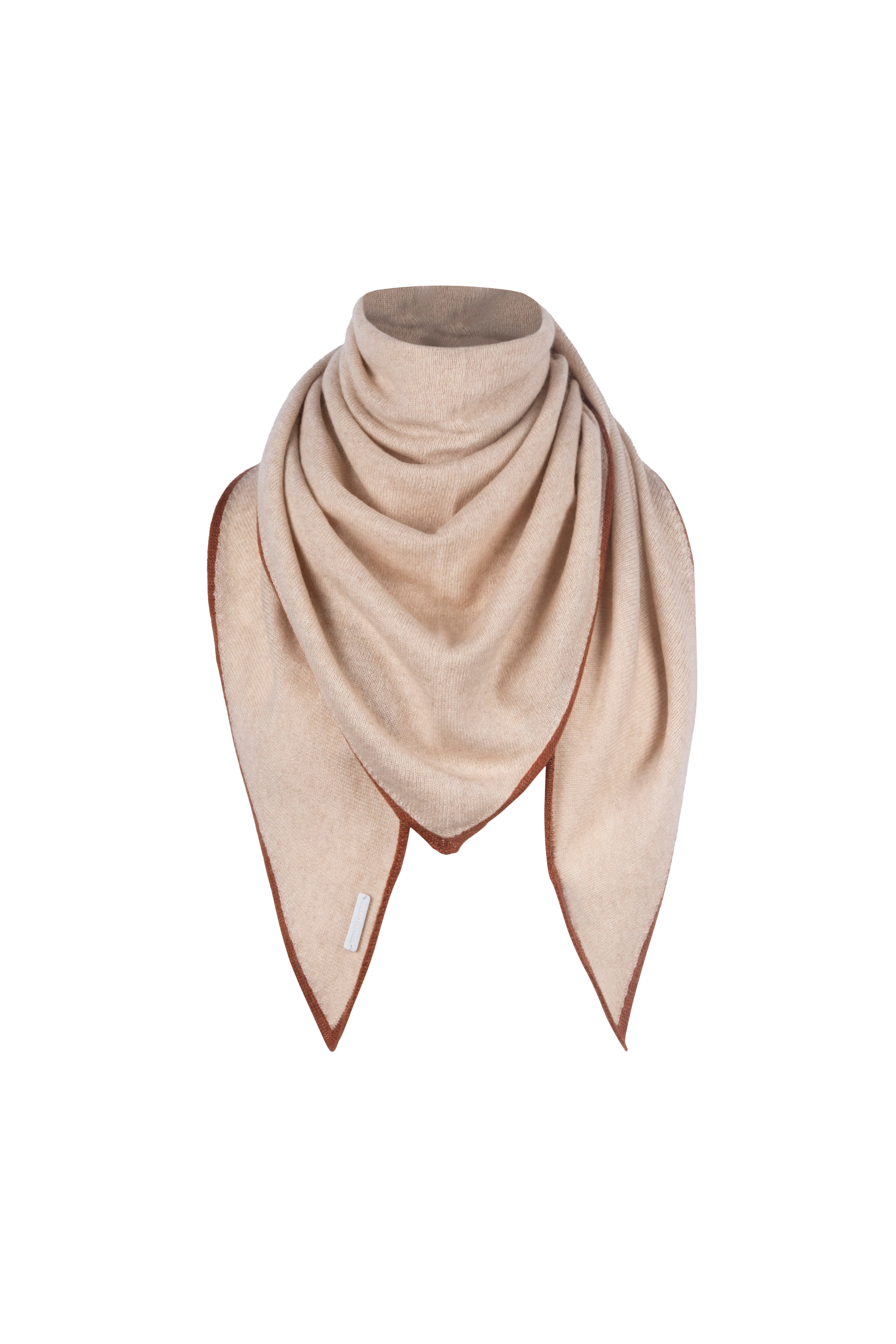 Bej Saf Kaşmir Üçgen Şal 73x160x73 cm