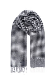 Siyah Saf Kaşmir Kaz Ayağı Kareli Şal 60x180 cm