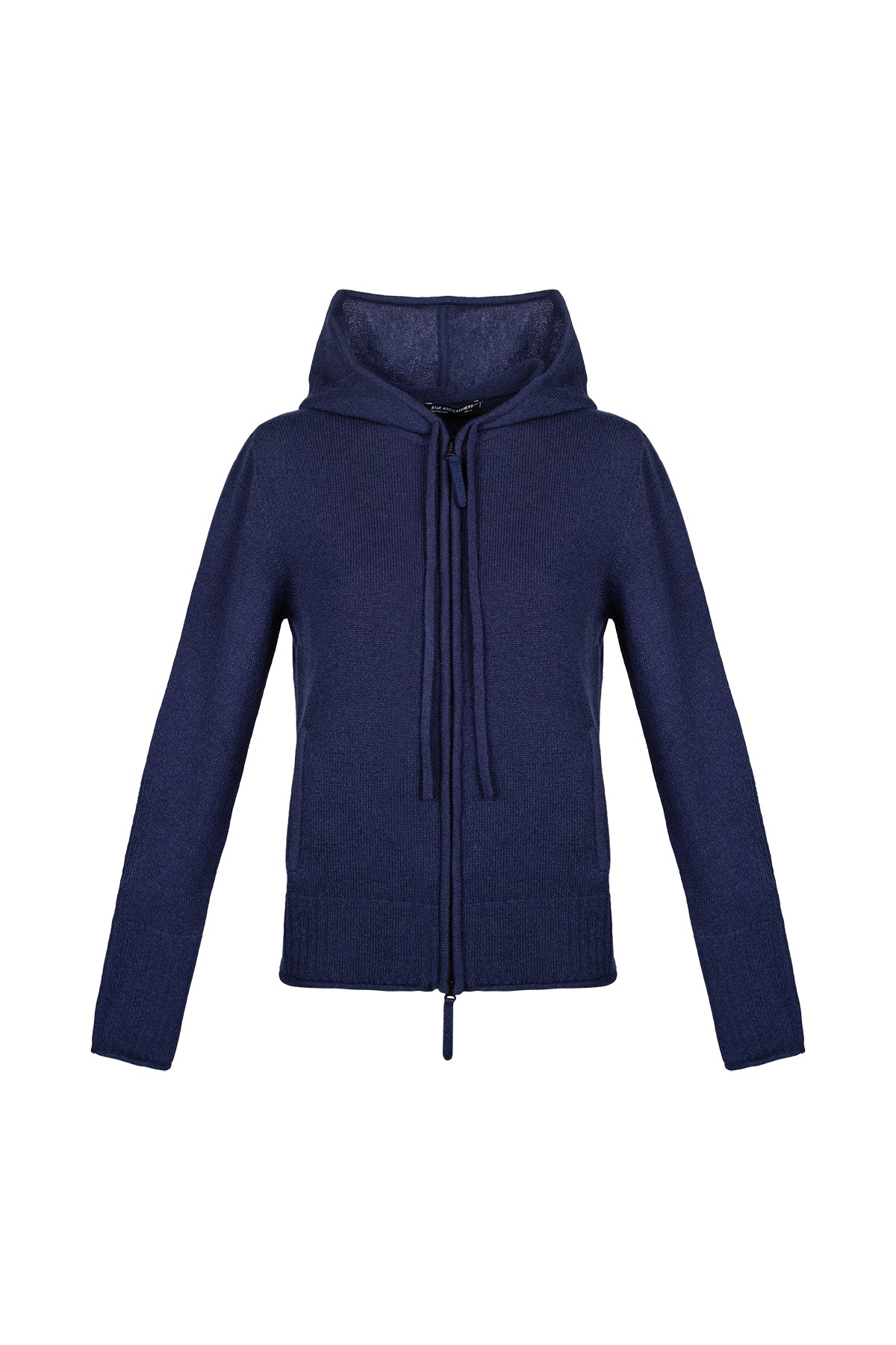 Lacivert Isabella Saf Kaşmir Kapüşonlu Hırka