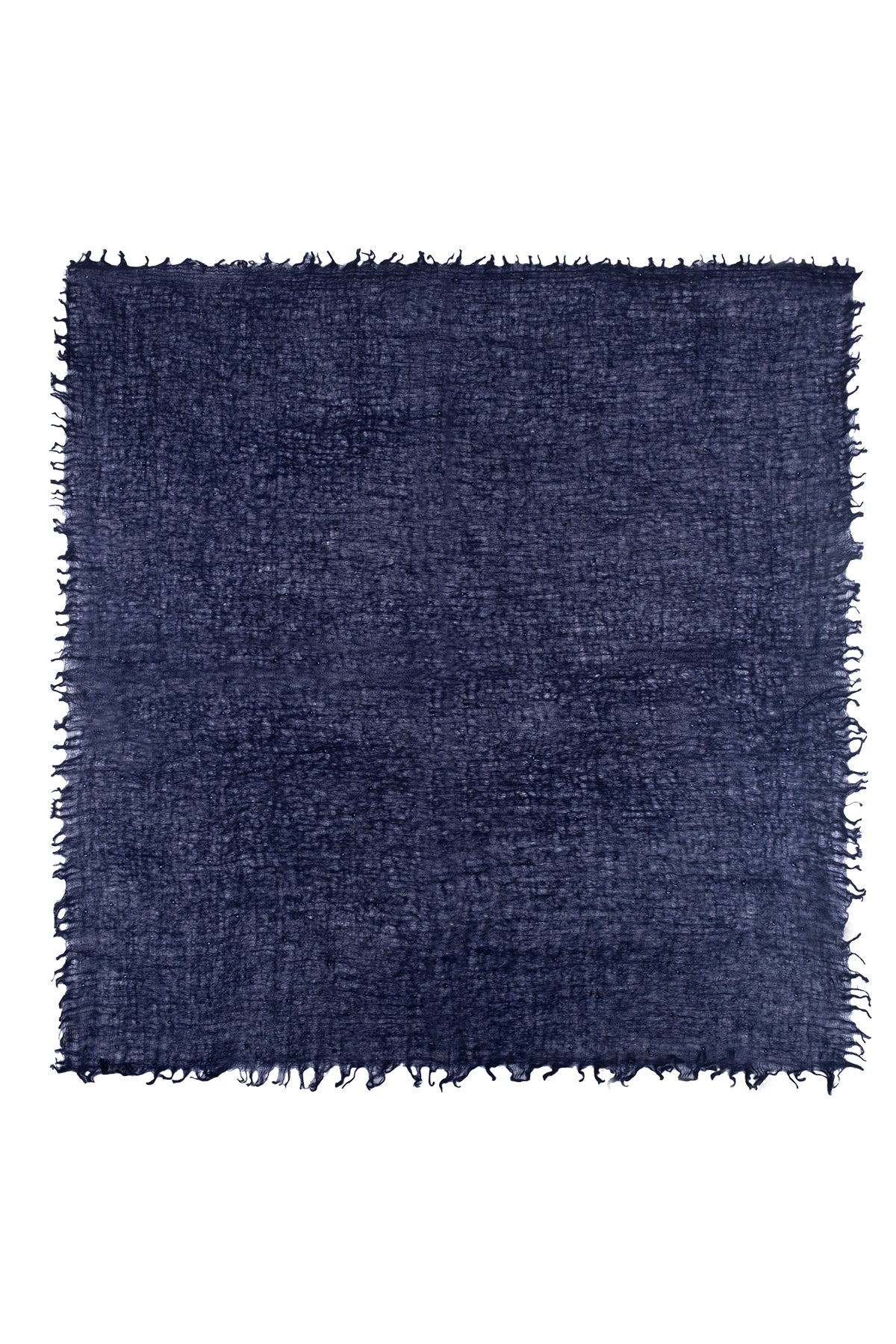 Lacivert Jas Saf Kaşmir Taşlı Kare Şal 70x70 cm