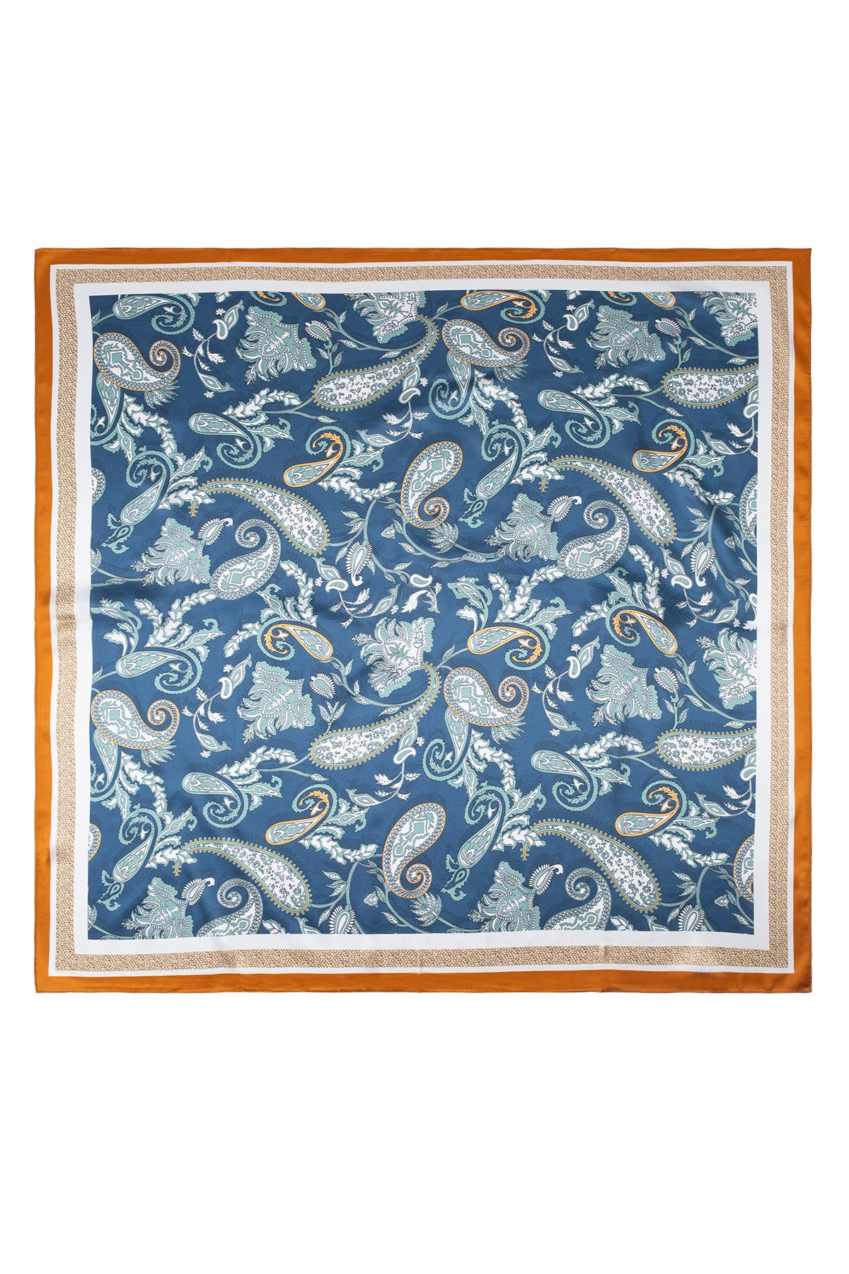 Mavi Lara İpek Desenli Kare Eşarp 90x90