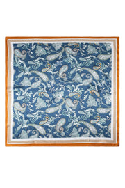 Mavi Lara İpek Desenli Kare Eşarp 90x90
