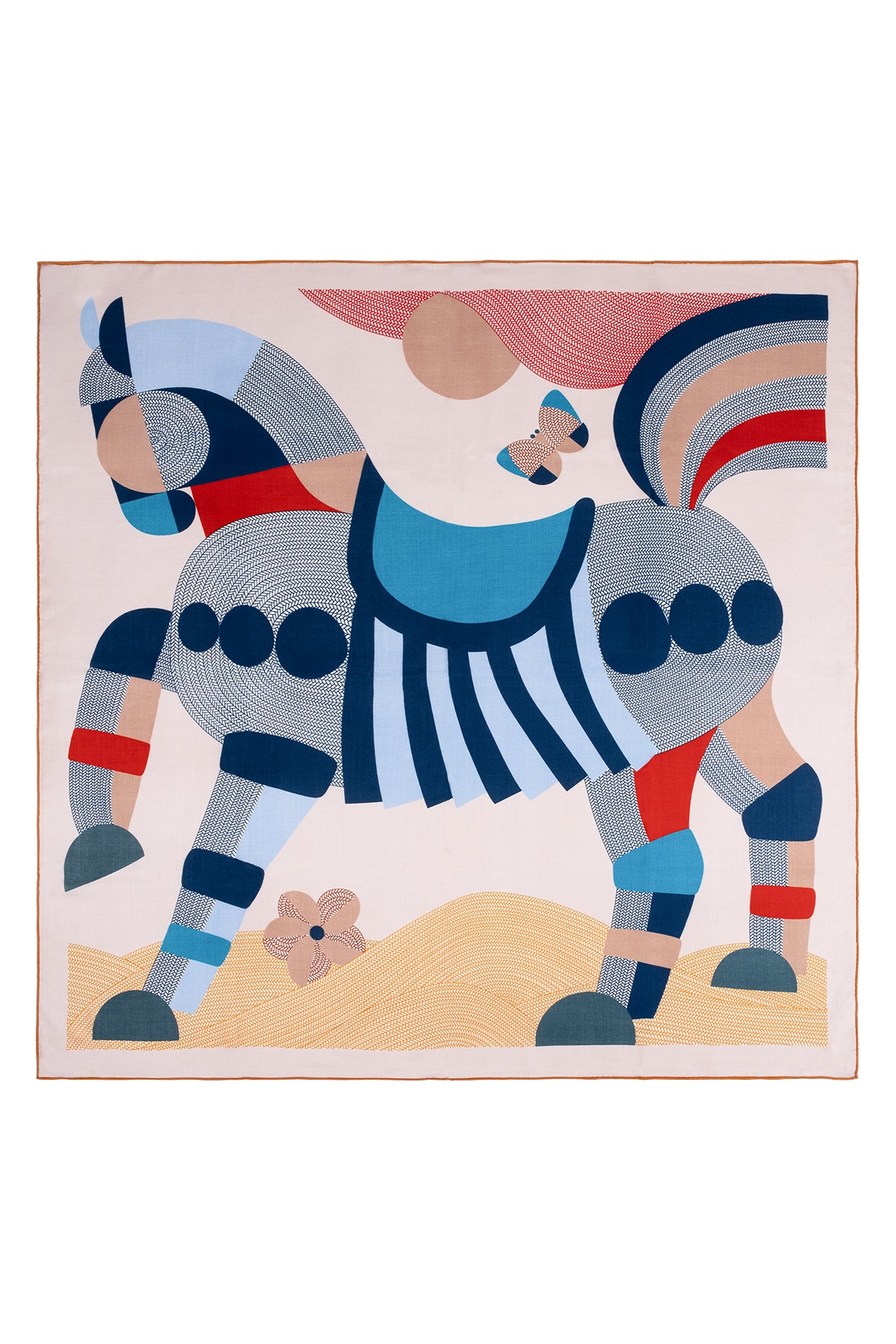 Bej Bordo Linda Saf Kaşmir Baskılı Eşarp 140x 140 cm