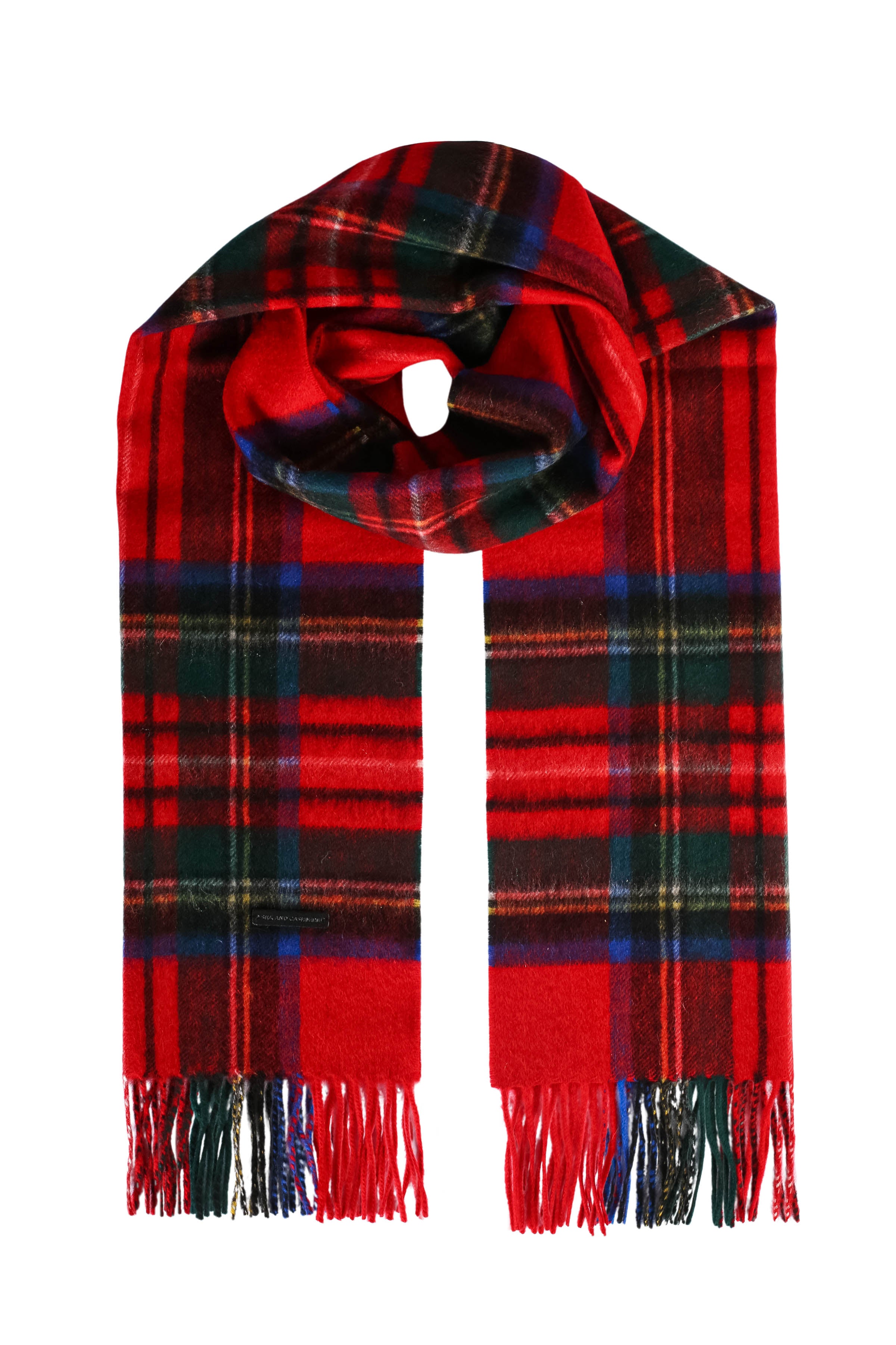 Kırmızı Saf Kaşmir Patrick Kareli Atkı 30x180 cm