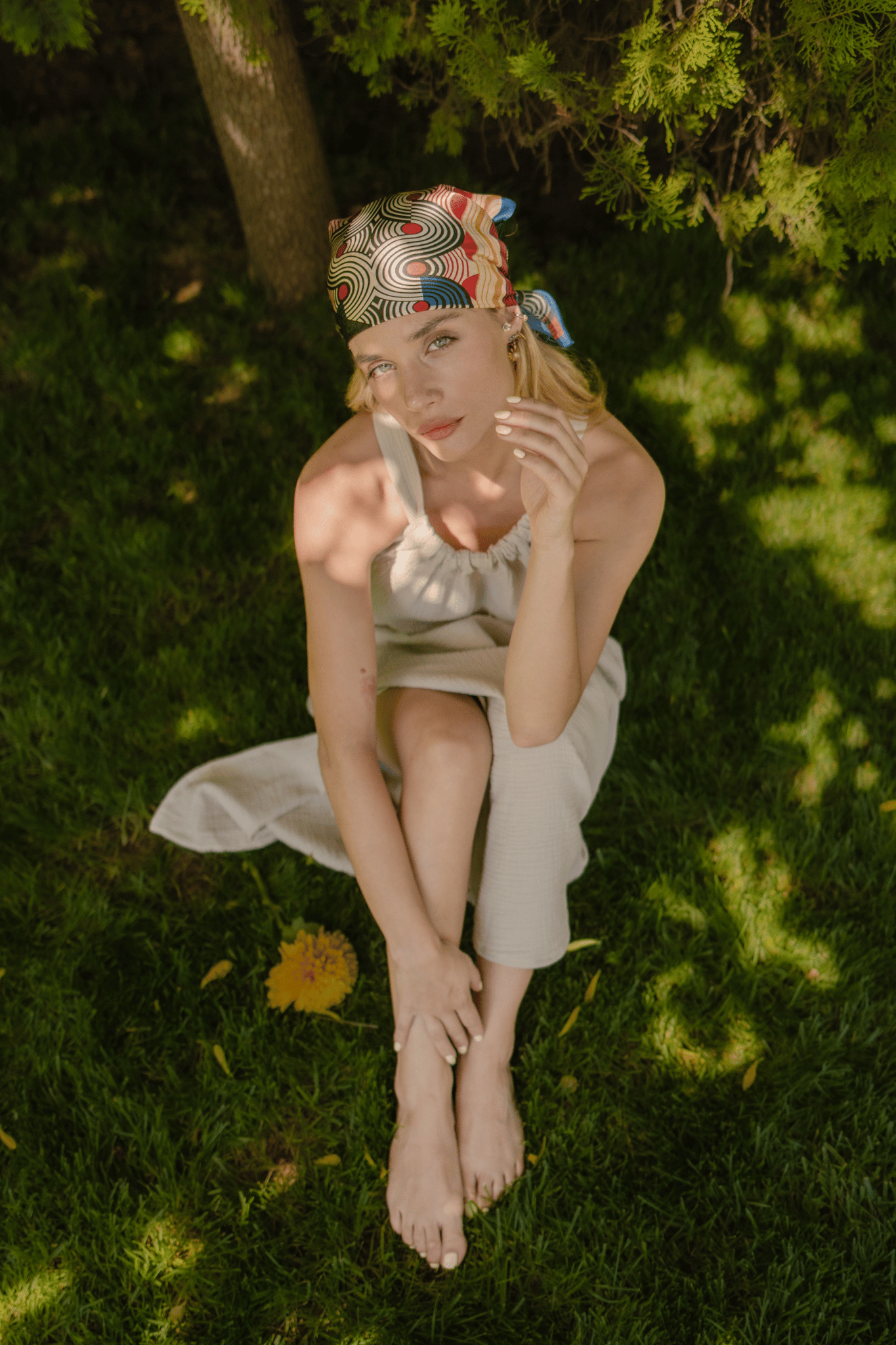 Renkli Laila Saf İpek Roma Küçük Eşarp 50x50 cm