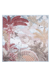 Açık Mavi Lara Saf İpek Baskılı Eşarp 90x90 cm