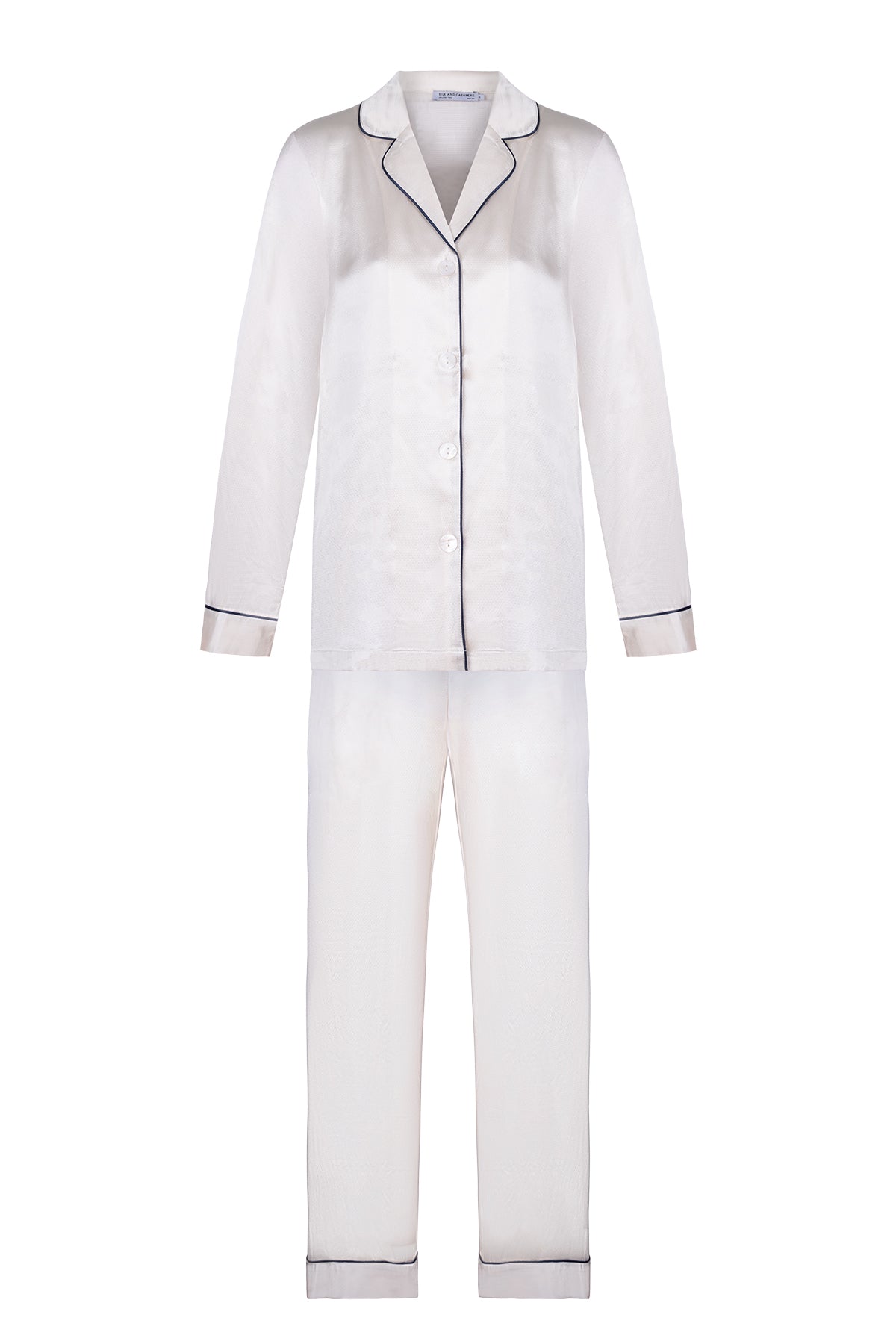 Beyaz Mindy Saf İpek Pijama Seti