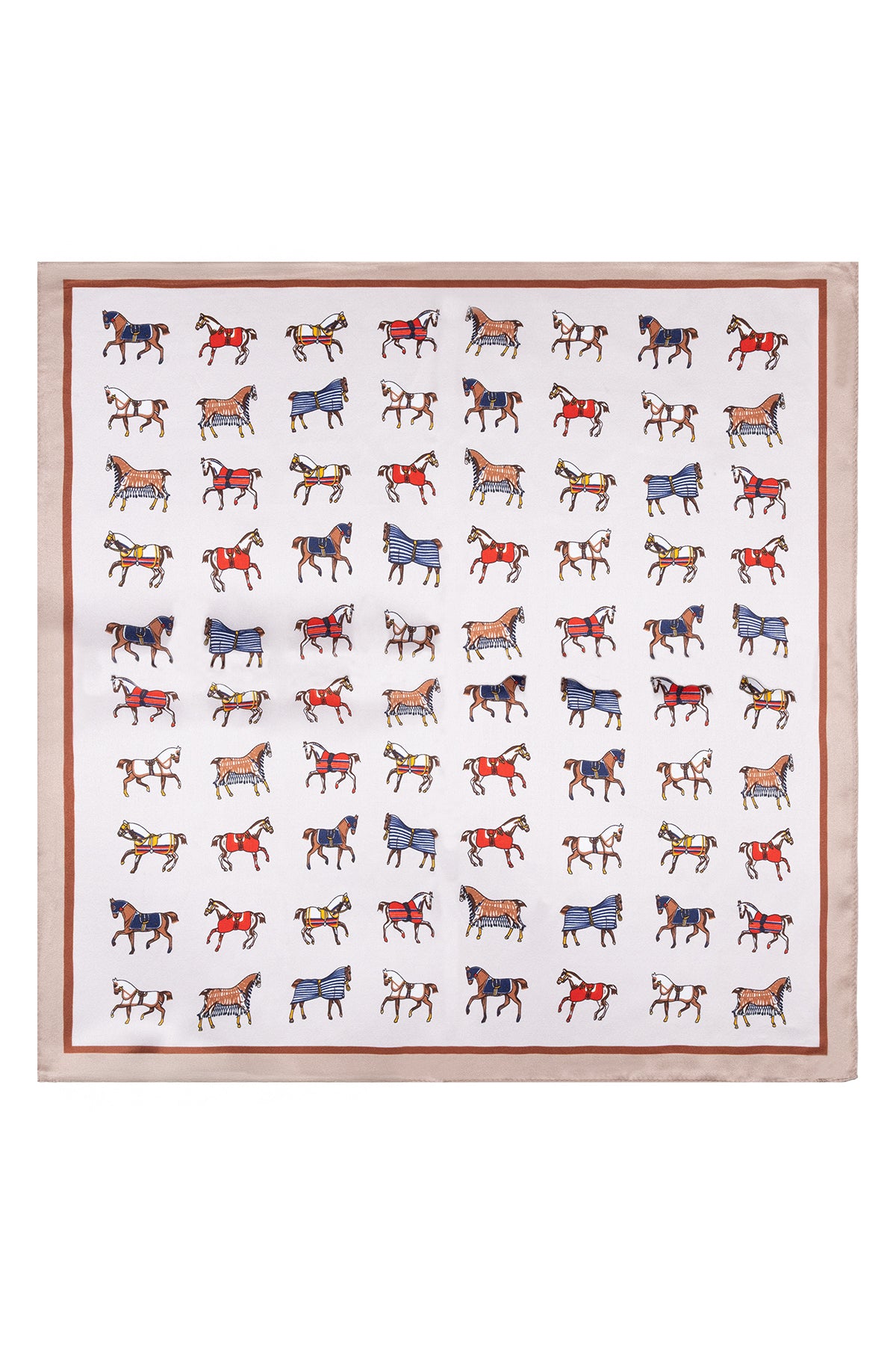 Kahverengi Bej Laila Saf İpek Kare Eşarp 50x50 cm