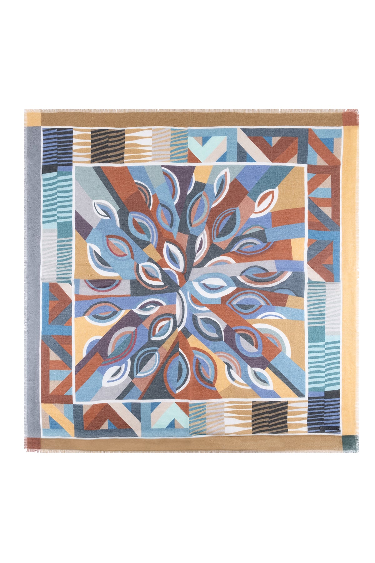 Haki Jas Desenli Kare Şal 70x70 cm