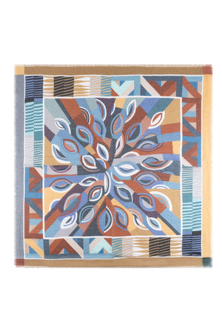 Haki Jas Desenli Kare Şal 70x70 cm