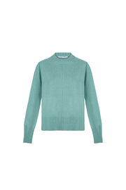 Nil Yeşili Carla Saf Kaşmir Yuvarlak Yaka Kazak