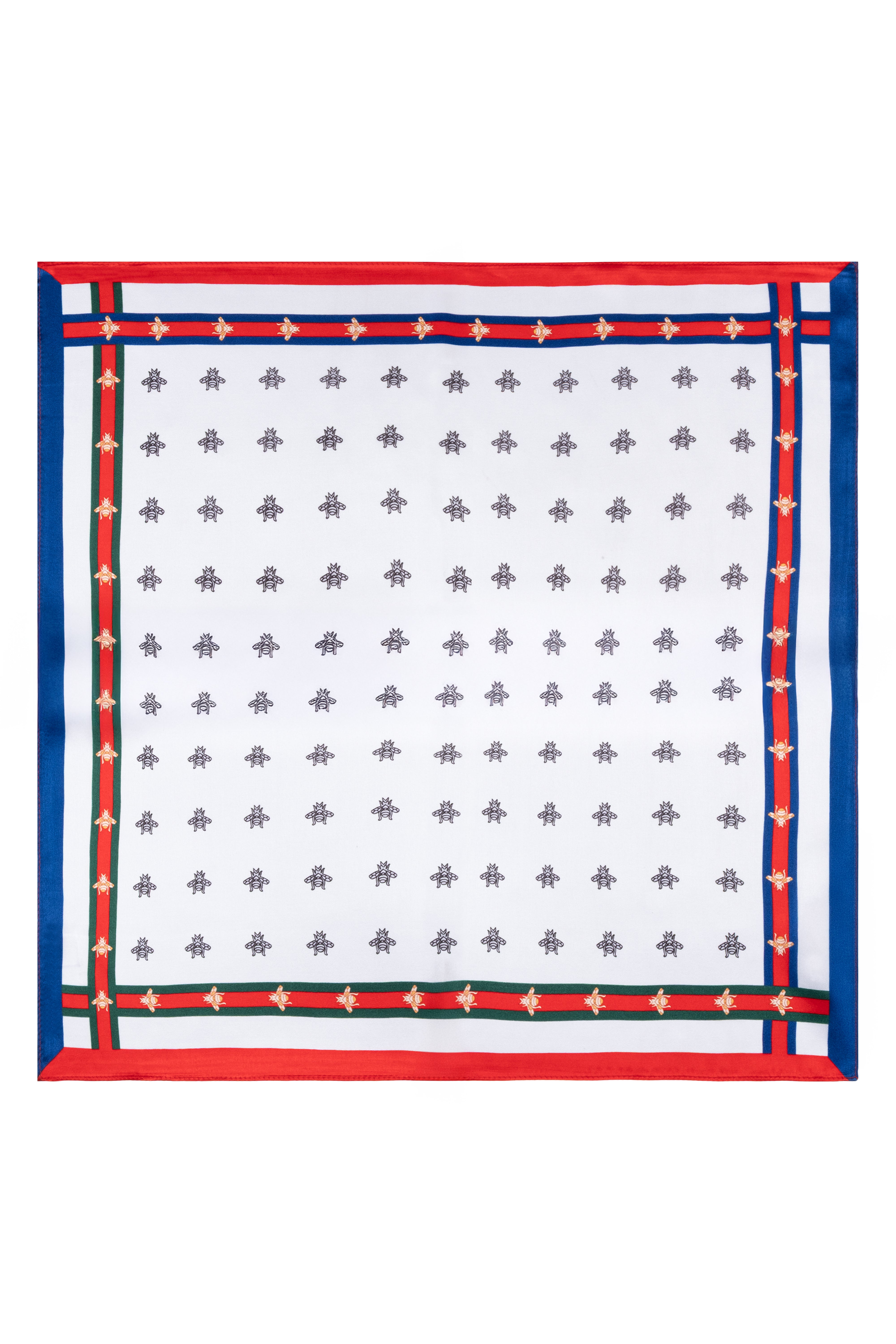 Kırmızı Beyaz Laila Saf İpek Kare Eşarp 50x50 cm