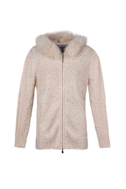 Vizon Nope Kaşmir Merino Yünü Karışımlı Çıkarılabilir Kürk Detaylı Kadın Kapüşonlu