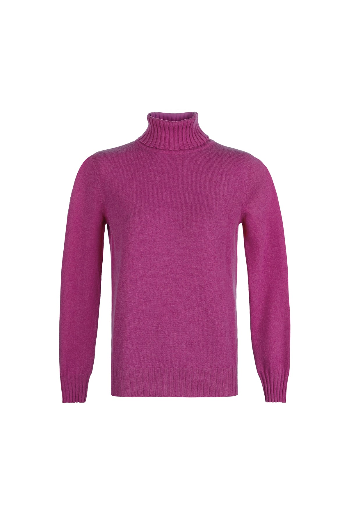 Koyu Pembe Lilly Saf Kaşmir Balıkçı Yaka Kazak