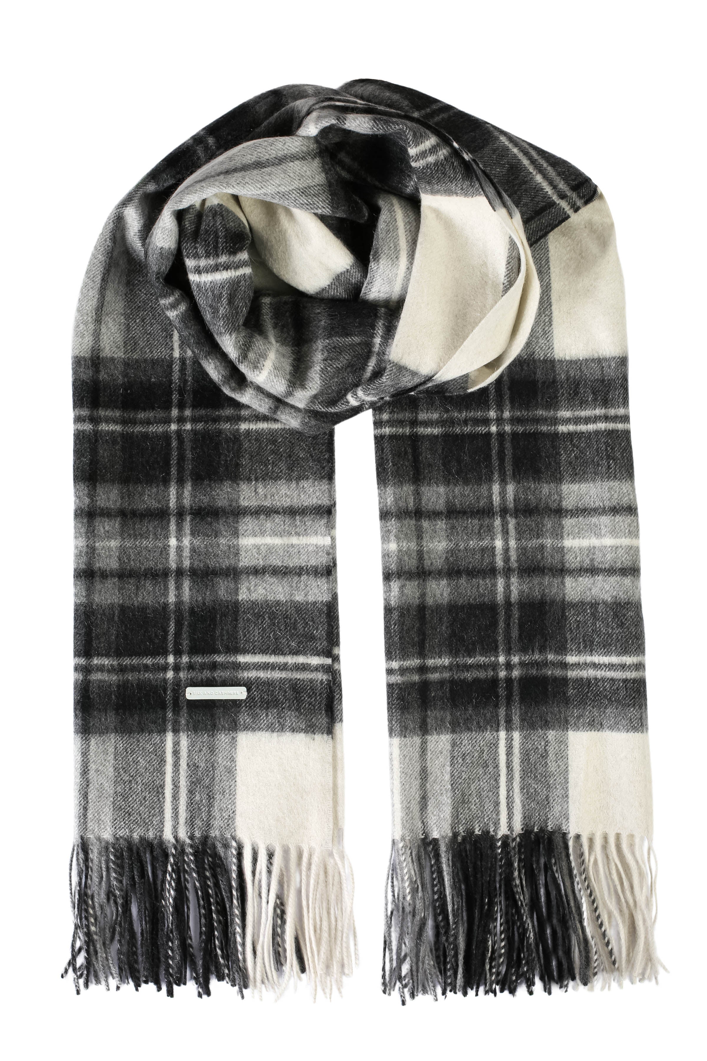 Antrasit Saf Kaşmir Rose Kareli Şal 70x200 cm