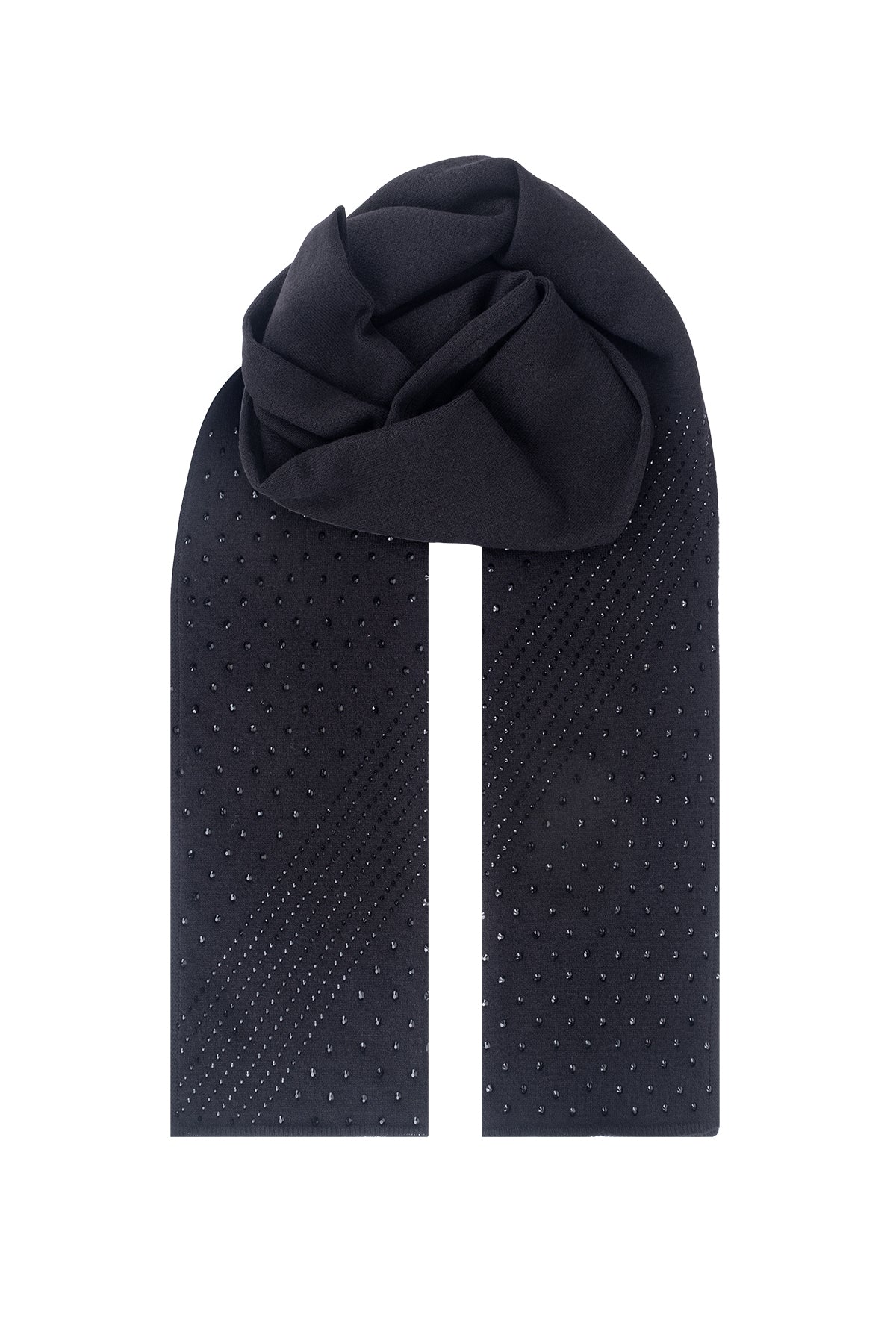 Siyah Lucia Taşlı Atkı 30x190 cm