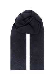 Siyah Lucia Taşlı Atkı 30x190 cm